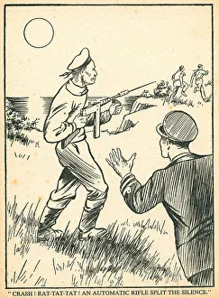 Splendid Prints: WW2 - Firing An Automatic Rifle