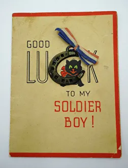 Horseshoe Prints: WW2 Good Luck Greetings Card