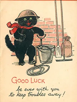 Wishing Prints: WW2 Greetings Card, Black Cat