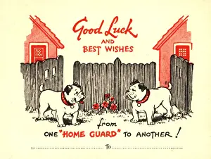 WW2 greetings card, two bulldogs