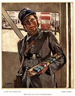 Correspondence Collection: WW2 greetings card, Bus Conductor