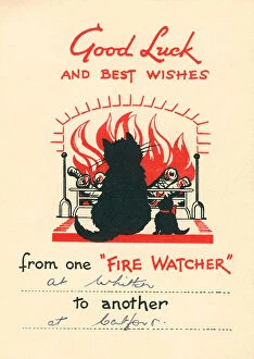 Blazing Collection: WW2 Greetings Card, Fire Watchers