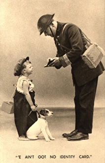 WW2 greetings card, policeman, boy and dog