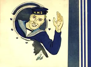 Optimism Prints: WW2 greetings card, sailor waving