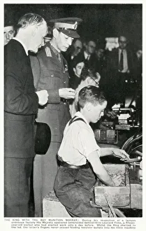 Images Dated 22nd January 2020: WW2 - Home Front - King George VI meets a young boy munition worker (15 year-old Leonard