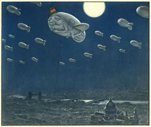 Floats Prints: WW2 Humpty Dumpty The Barrage Balloon