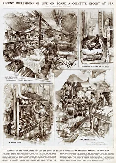 Images Dated 28th August 2020: WW2 - Life onboard a corvette escort at sea