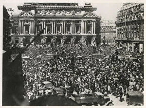 WW2 - In front of L'Opera, decorated with the flags of the Allies
