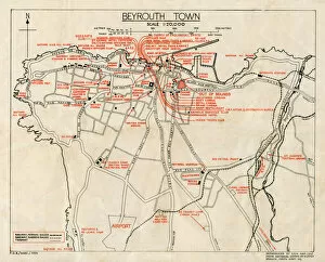 East Gallery: WW2 - Map of Beirut, Lebanon - with Military locations