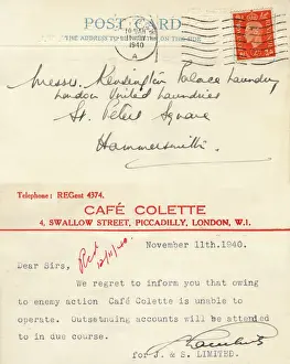 Cafe Prints: WW2 Memorabilia - Damaged Cafe informing suppliers