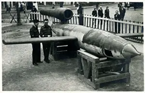 Weaponry Prints: WW2 - The Netherlands - An unexploded German V1 Flying Bomb (Doodlebug). Date: circa 1944