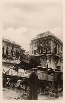 Quai Prints: WW2 - Paris Liberation - Disabled Tank at Quai d Orsay