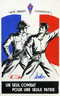 Images Dated 3rd April 2017: WW2 - Patriotic postcard - Free French Army