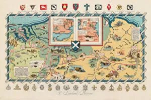 Maps Collection: WW2 poster, activities of 52 (Lowland) Division