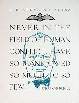 Churchill Collection: WW2 poster, Per Ardua Ad Astra, Winston Churchill speech