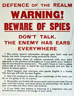 Images Dated 17th February 2015: WW2 poster, Beware of Spies
