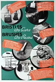 WW2 poster, Bristles are scarce, Brushes are precious