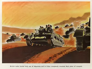 Abyssinia Gallery: WW2 Poster -- British tanks in action