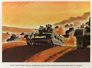 Abyssinia Gallery: WW2 Poster -- British tanks in action
