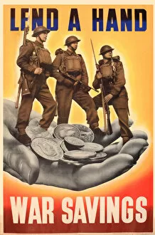 Images Dated 28th April 2021: WW2 poster, Lend a Hand, War Savings