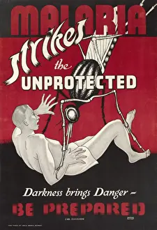 Protection Prints: WW2 Poster -- Malaria Strikes the Unprotected