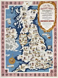 Images Dated 4th August 2015: WW2 Poster -- Map of the British Army
