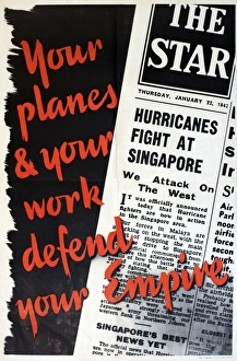 Images Dated 17th February 2015: WW2 poster, Your planes and your work defend our Empire