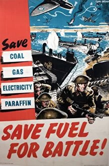 WW2 poster, Save fuel for battle