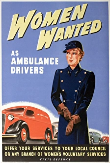 Offer Gallery: WW2 poster, Women wanted as ambulance drivers