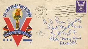 Images Dated 19th September 2017: WW2 - Propaganda first day cover - Do Your Share For Freedom