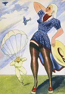 WW2 - Propaganda - parachuting safely back to his girl WW2 - Propaganda - parachuting safely back to his girl