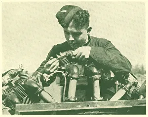 Trainee Prints: WW2 - R. A. F. Trainee Assembling Engine