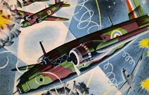 Images Dated 2nd August 2018: WW2 - RAF Bombing raid over Germany - stylised image