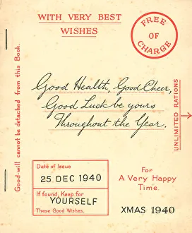 Wishes Prints: WW2, Ration Book Christmas Card