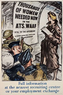 Needed Gallery: WW2 recruitment poster, Thousands of women needed now in the ATS, WAAF