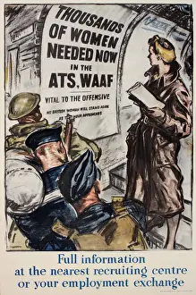 Underground Prints: WW2 recruitment poster, Thousands of women needed now in the ATS, WaF