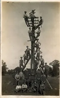 WW2 Royal Engineers up Telegraph Pole