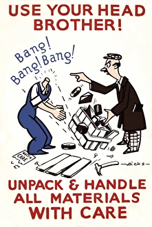 Images Dated 28th February 2013: WW2 safety poster, Use Your Head Brother