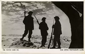WW2 - Sunset on Western front - British soldiers on guard