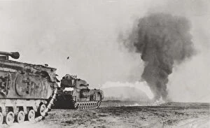 Images Dated 27th April 2012: WW2 - Tank flamethrowers in action in Holland, 1945