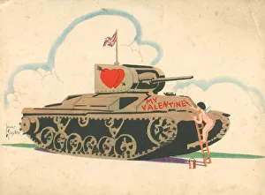 Cupid Prints: WW2 Valentines Card, Cupid's Tank