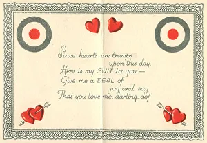 Hearts Prints: WW2 Valentines Card Interior, King Of Hearts