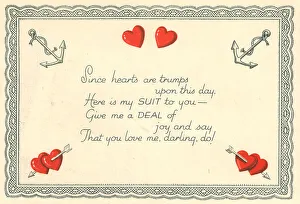 WW2 Valentines Card Interior, Queen Of Hearts