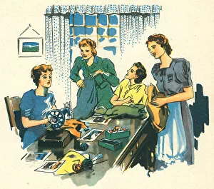 Nicolson Prints: WW2 Women Sewing