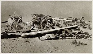 Wreckage Prints: WW2 - The wreckage of a group of Italian Fighters and Bombers - Western Desert. Date: 1941