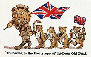 Lions Gallery: WWI - British Lion leads cubs of the Colonial Territories