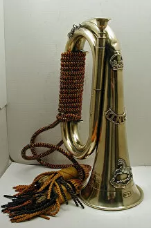 Images Dated 9th July 2007: WWI bugle with the badge of the Kings (Liverpool) Reg