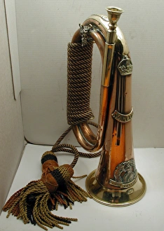 Images Dated 9th July 2007: WWI bugle - Norfolk Regiment badge