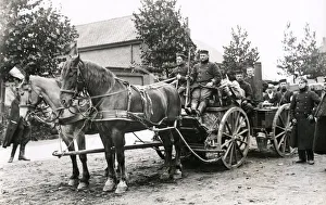 WWI: captured horse drawn German field kitchen
