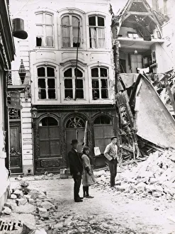 WWI: Damaged houses in Mechelen, Malines, Belgium